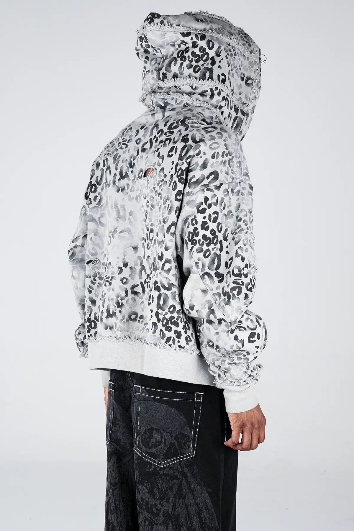 Grey Leopard Zip Hoodie - Image 4