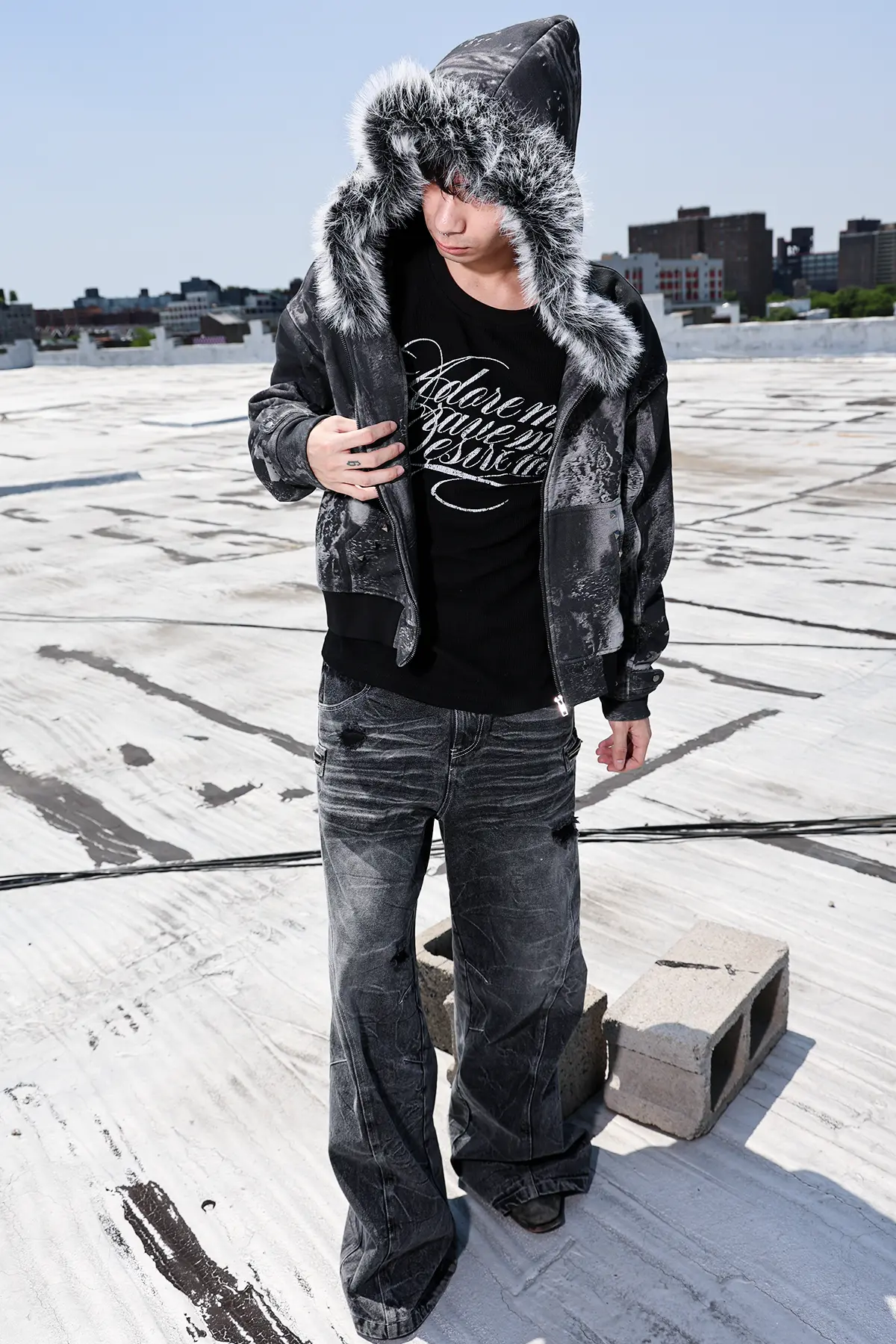 Noir Studded Zip Hoodie - Image 5